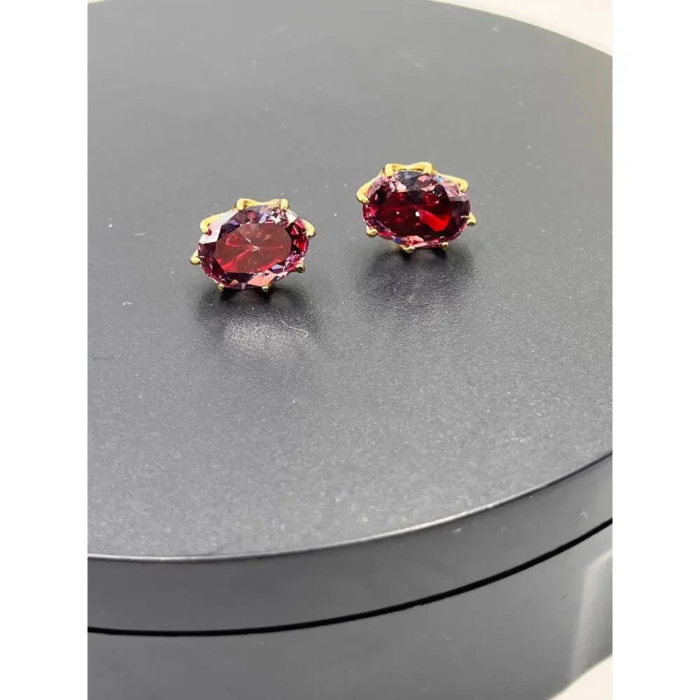 Kate Spade Berry Red Purple Cubic Zirconia‎ Oval Post Earrings